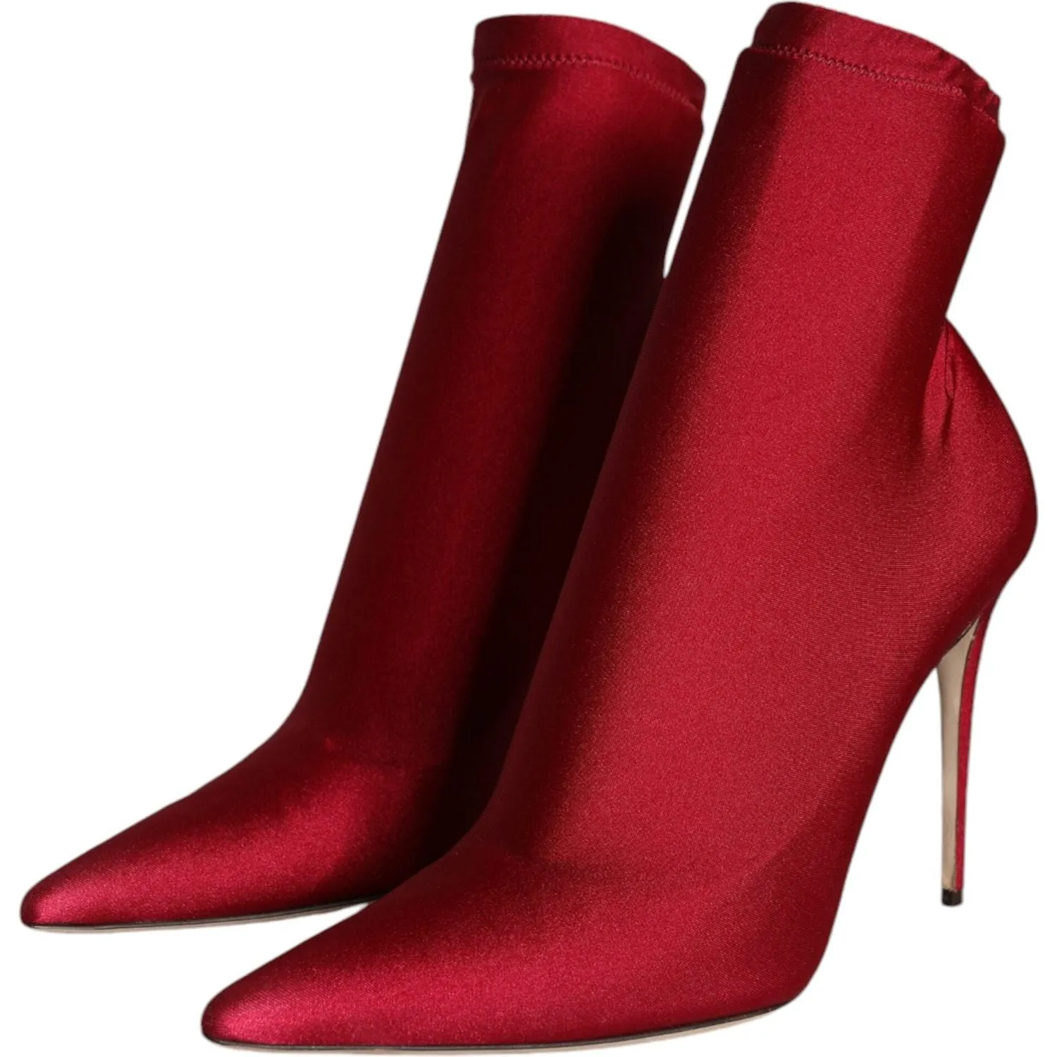 Dolce & Gabbana Cherry Red Stretch Stilettos Ankle Boot Shoes