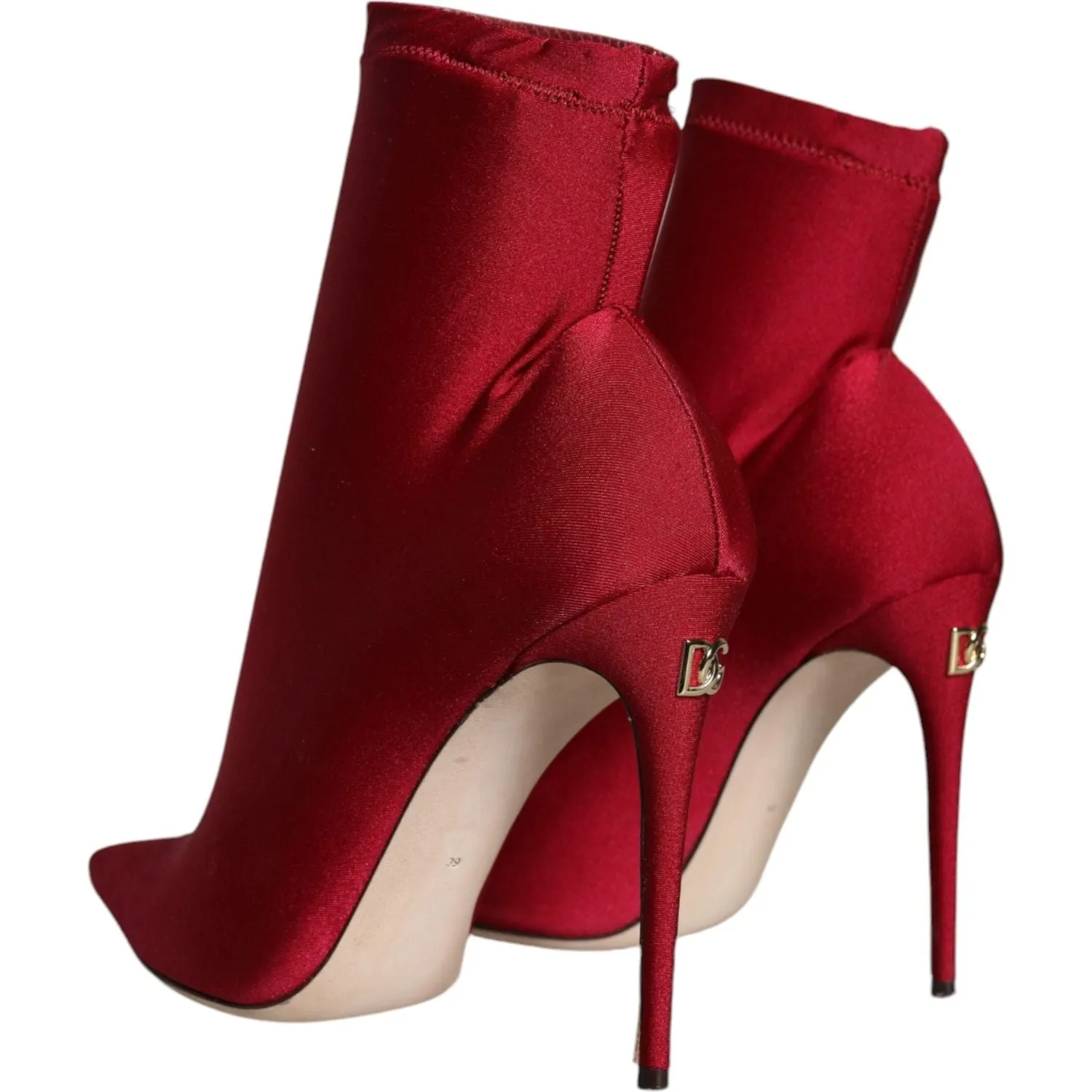 Dolce & Gabbana Cherry Red Stretch Stilettos Ankle Boot Shoes