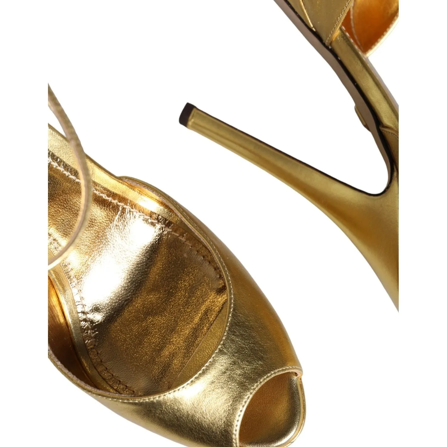 Dolce & Gabbana Gold Bette Leather Heels Sandals Shoes