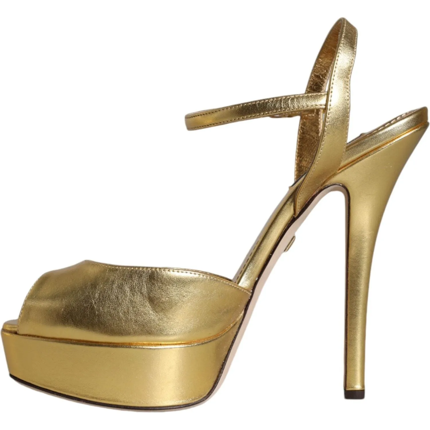 Dolce & Gabbana Gold Bette Leather Heels Sandals Shoes