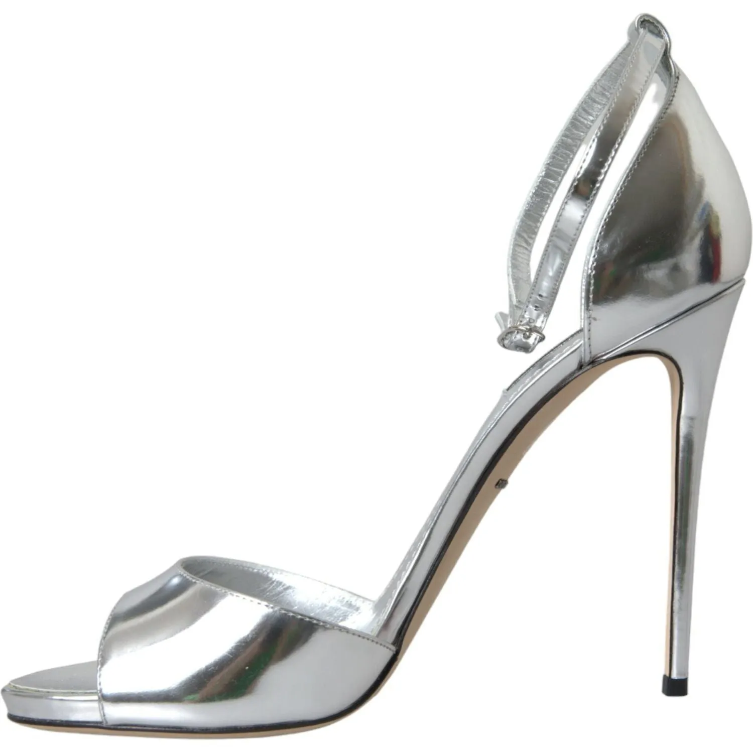 Dolce & Gabbana Silver KEIRA Leather Heels Sandals Shoes