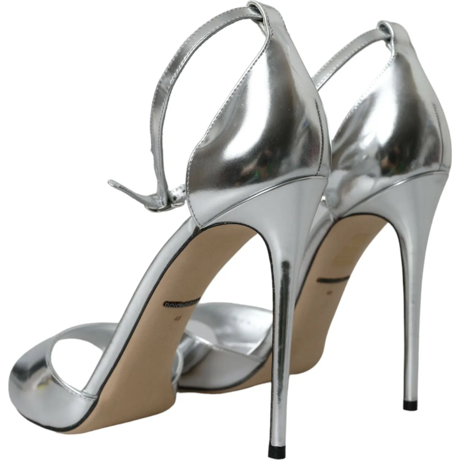 Dolce & Gabbana Silver KEIRA Leather Heels Sandals Shoes