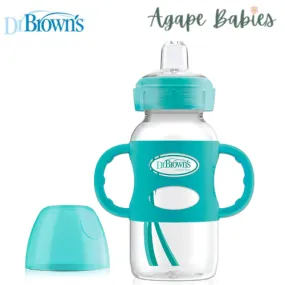 Dr Brown's 9 oz/270 ml PP WW "Options Compatible " Sippy Spout Bottle W/ Silicon Handles, Turquoise