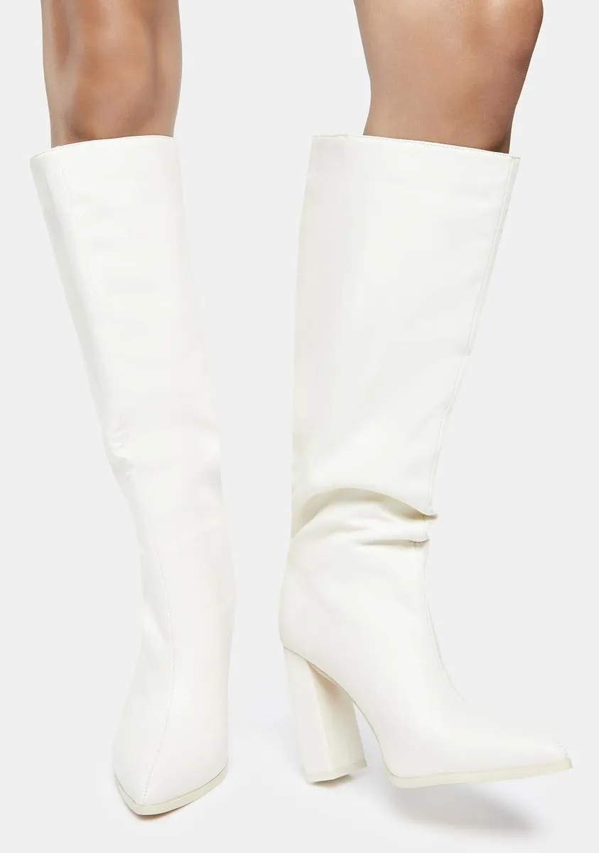 Ecru Far Away Knee High Boots