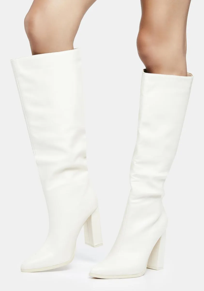 Ecru Far Away Knee High Boots