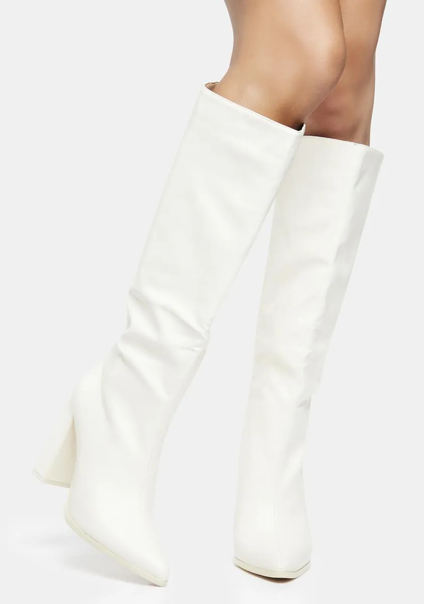 Ecru Far Away Knee High Boots