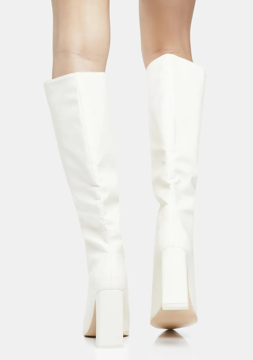 Ecru Far Away Knee High Boots