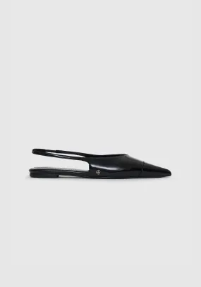 ELENA SLINGBACK FLATS HIGH SHINE BLACK