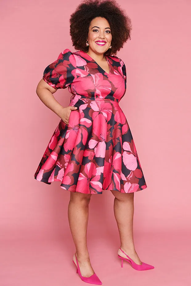 Everly Pink Hibiscus Party Dress