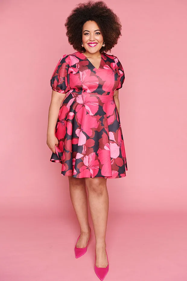 Everly Pink Hibiscus Party Dress