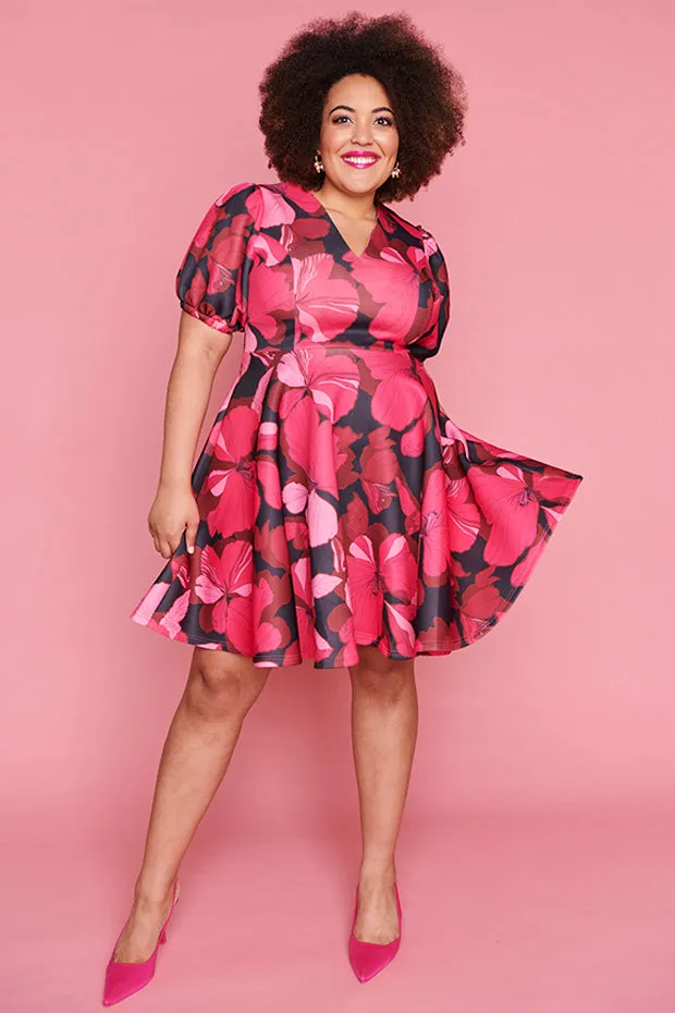 Everly Pink Hibiscus Party Dress