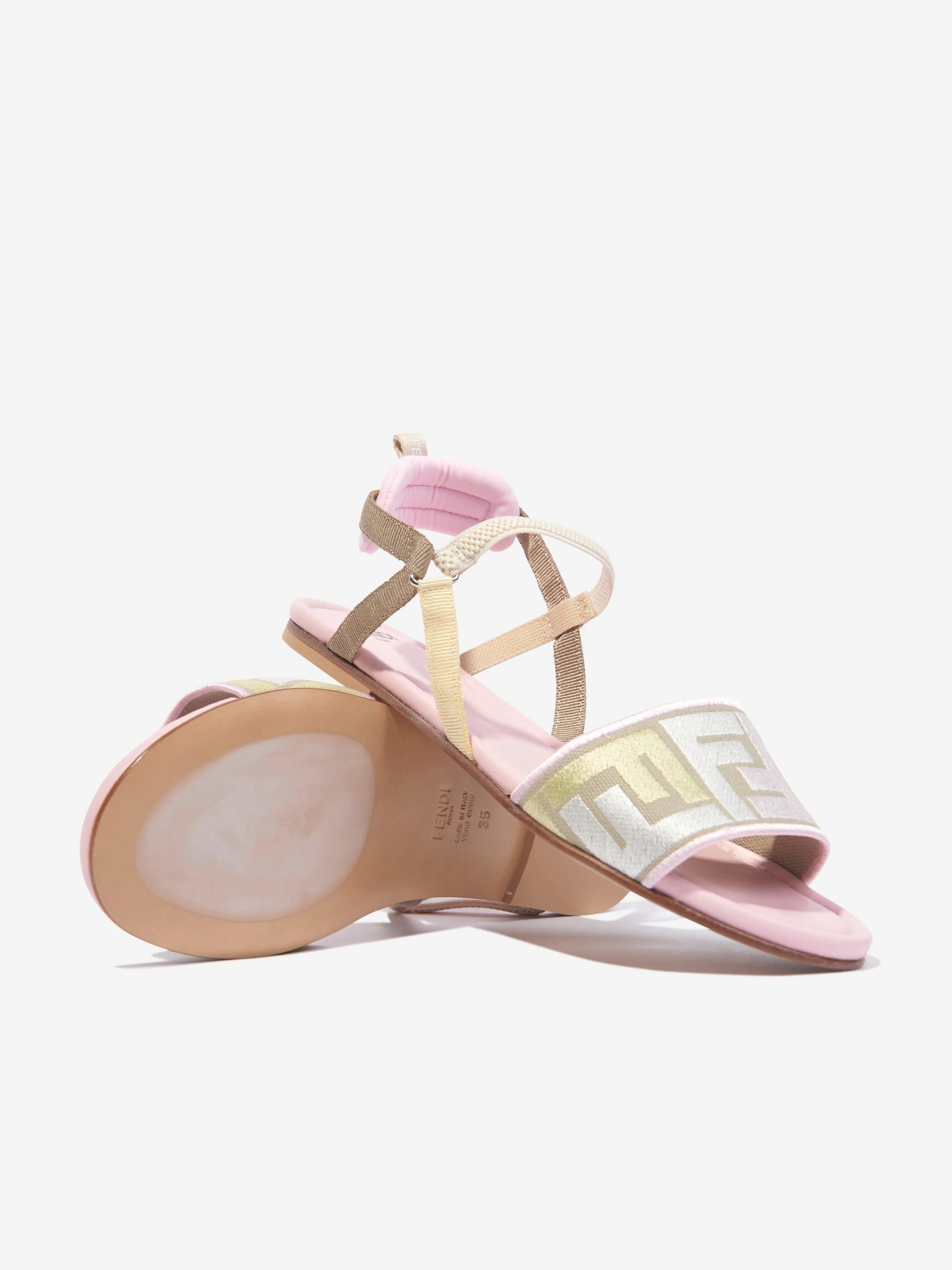 Fendi Girls FF Puzzle Sandals in Pink