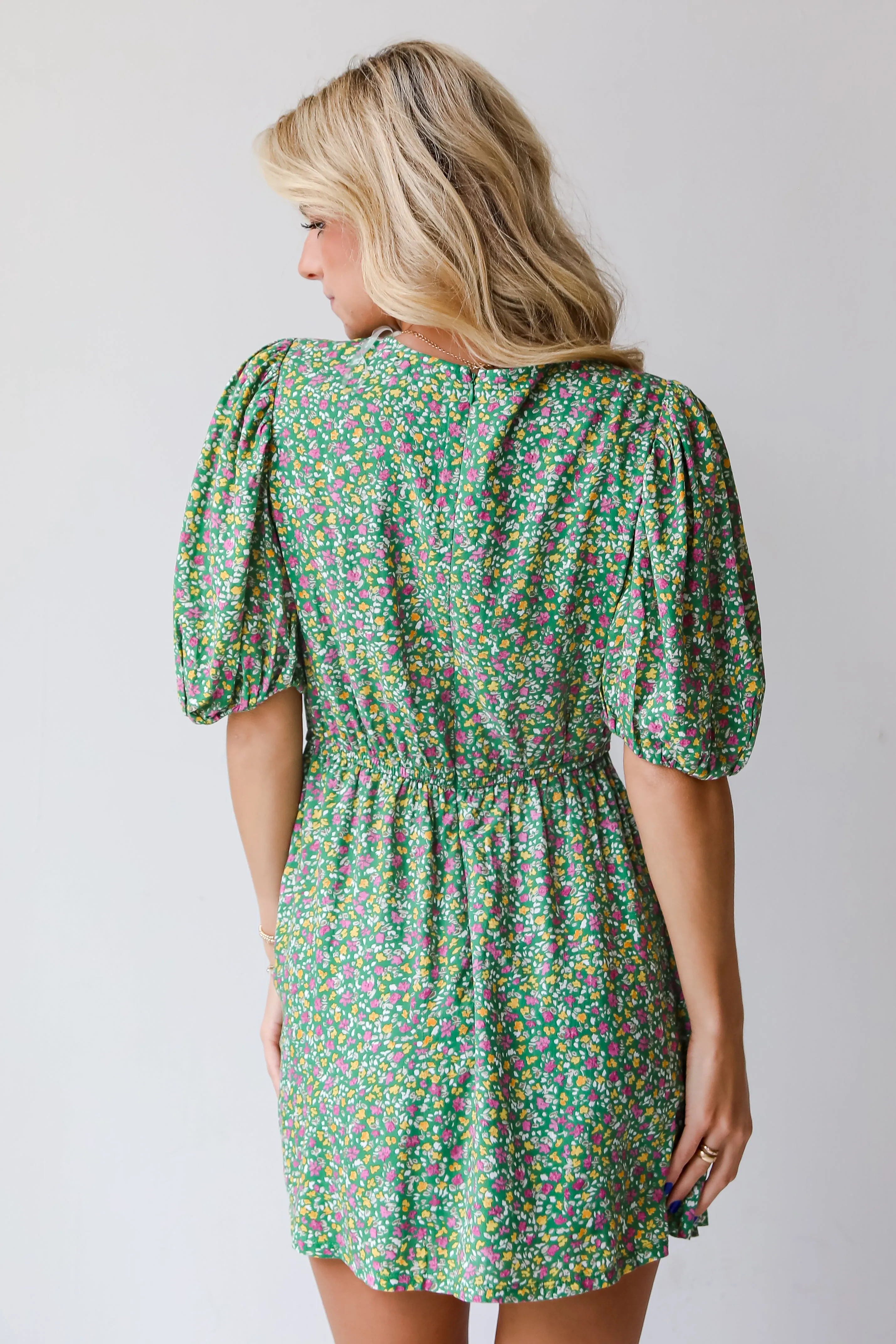 FINAL SALE - Perfect Whimsy Green Floral Mini Dress