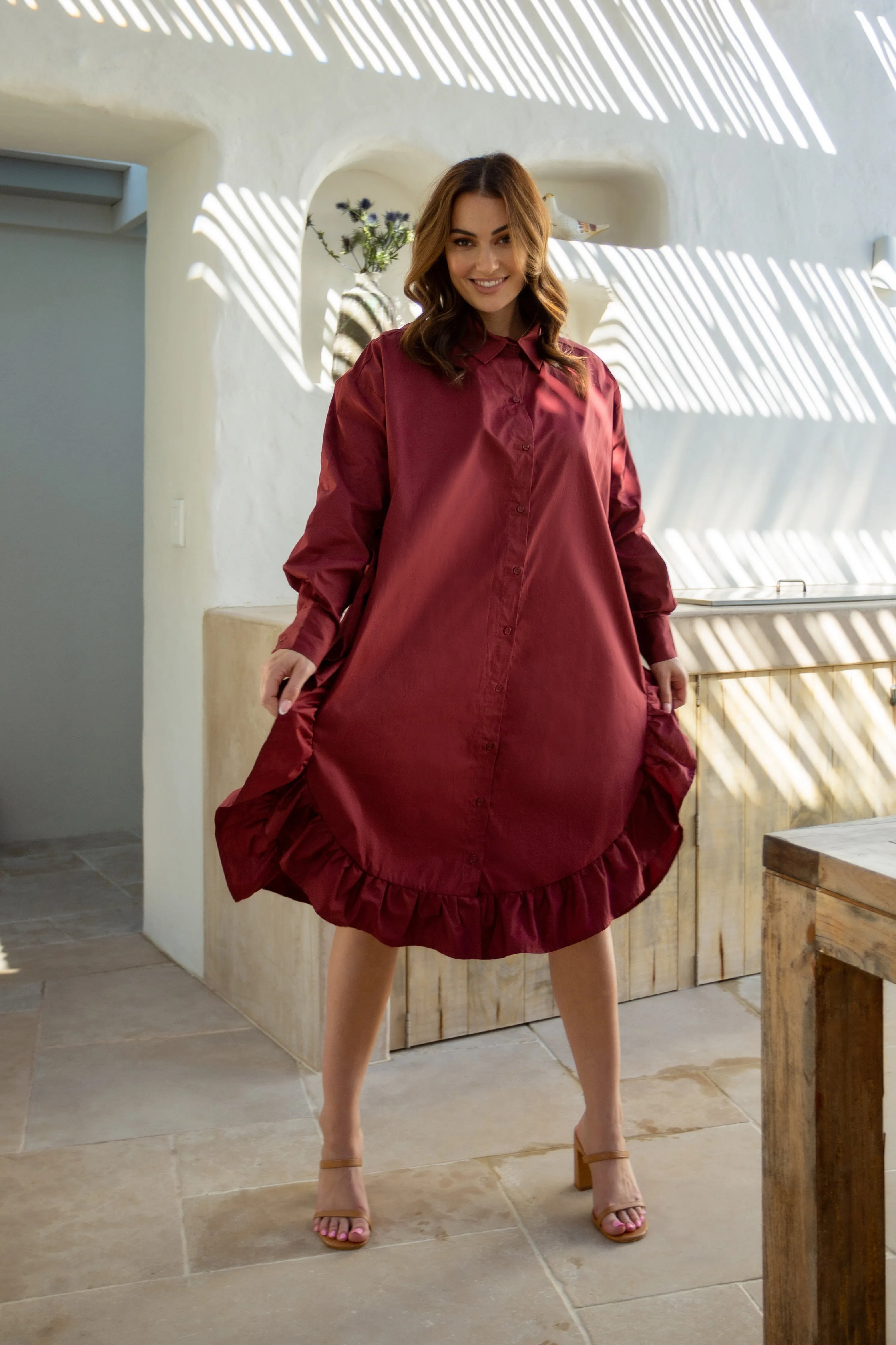 FINAL SALE Sangria Shirt Dress in Raisin