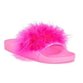 Fushia Feather Flat Sliders