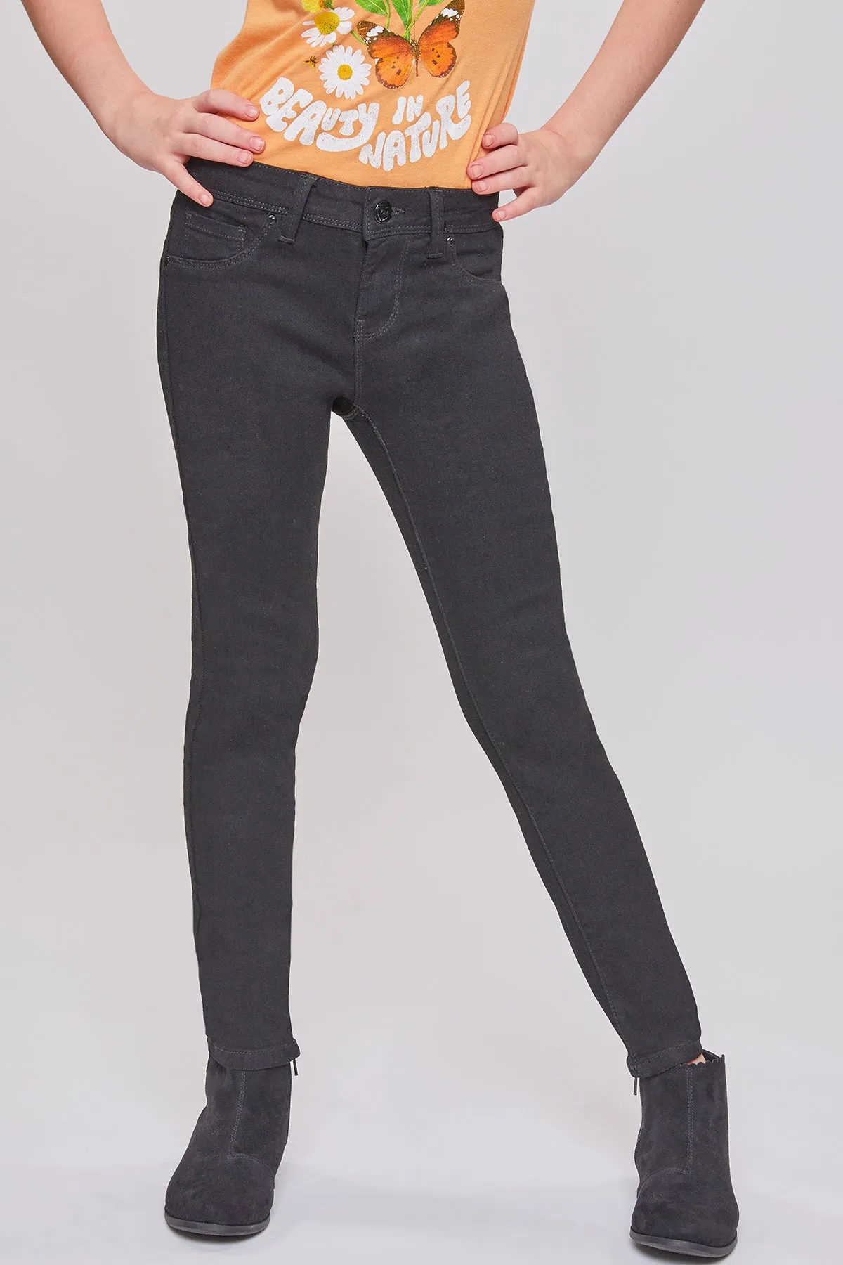 Girls Essential Skinny Jeans With Faux Front Pockets