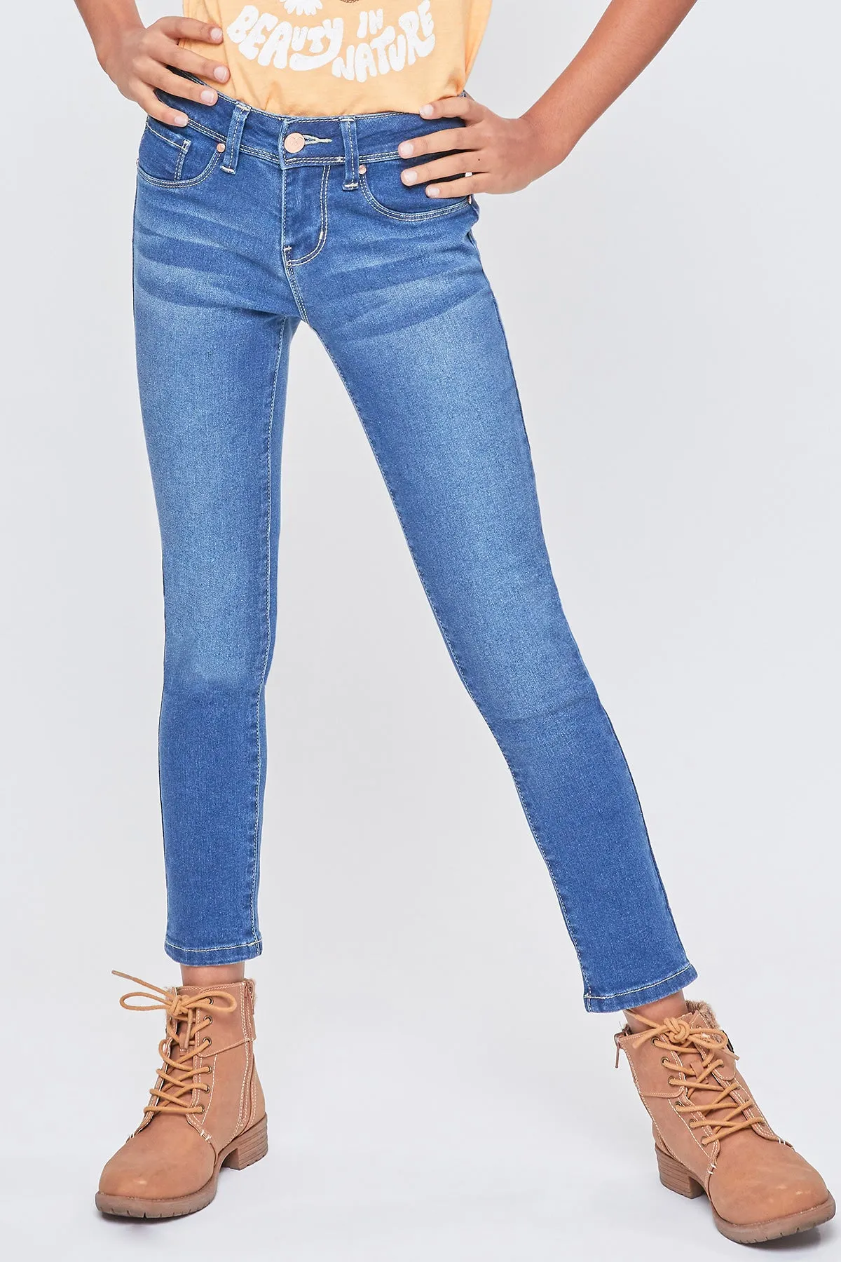 Girls Essential Skinny Jeans With Faux Front Pockets