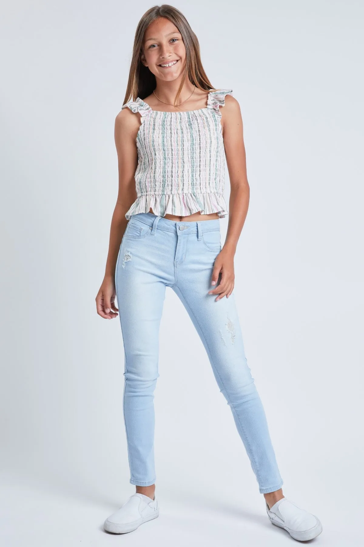 Girls Essential Skinny Jeans With Faux Front Pockets