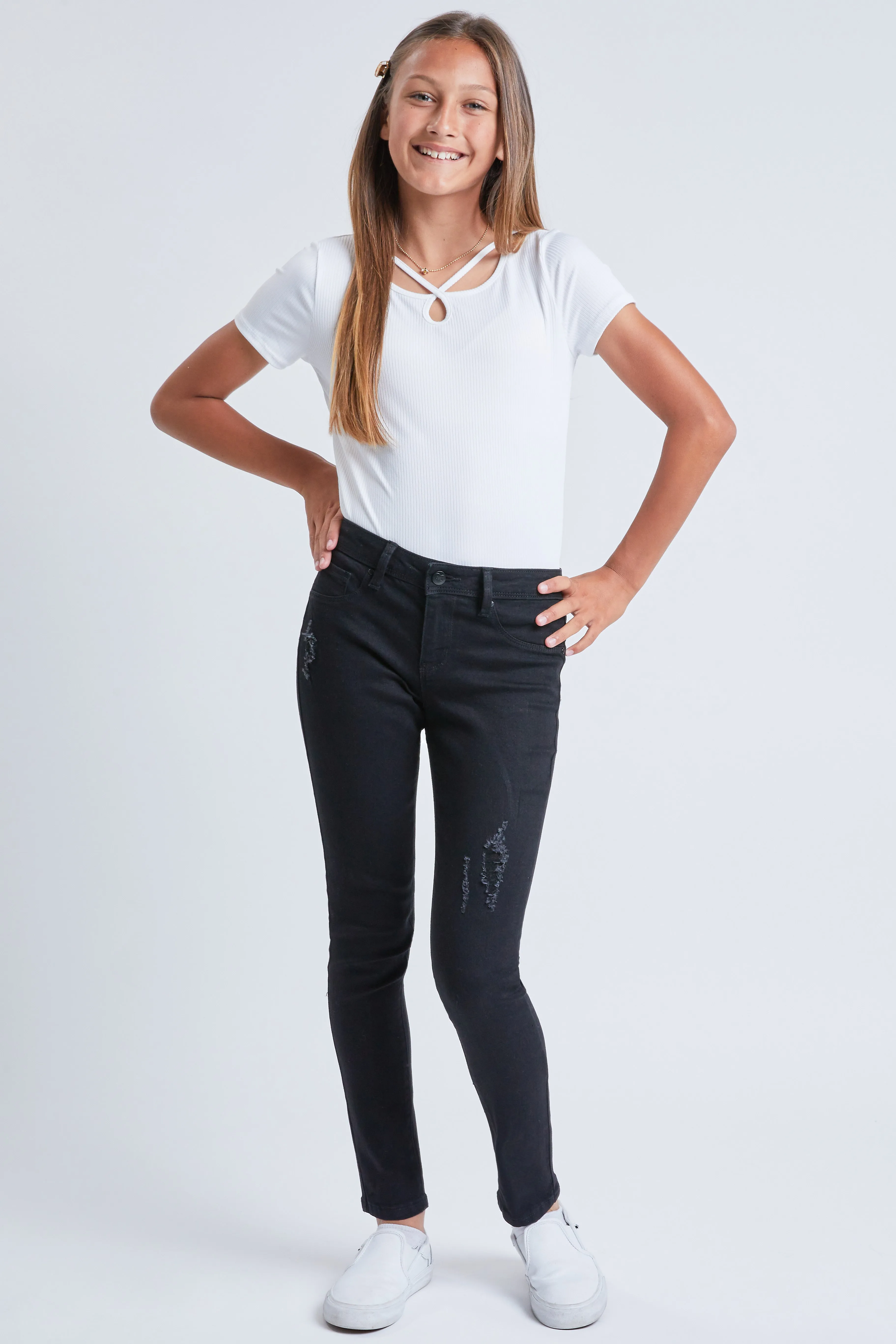 Girls Essential Skinny Jeans With Faux Front Pockets