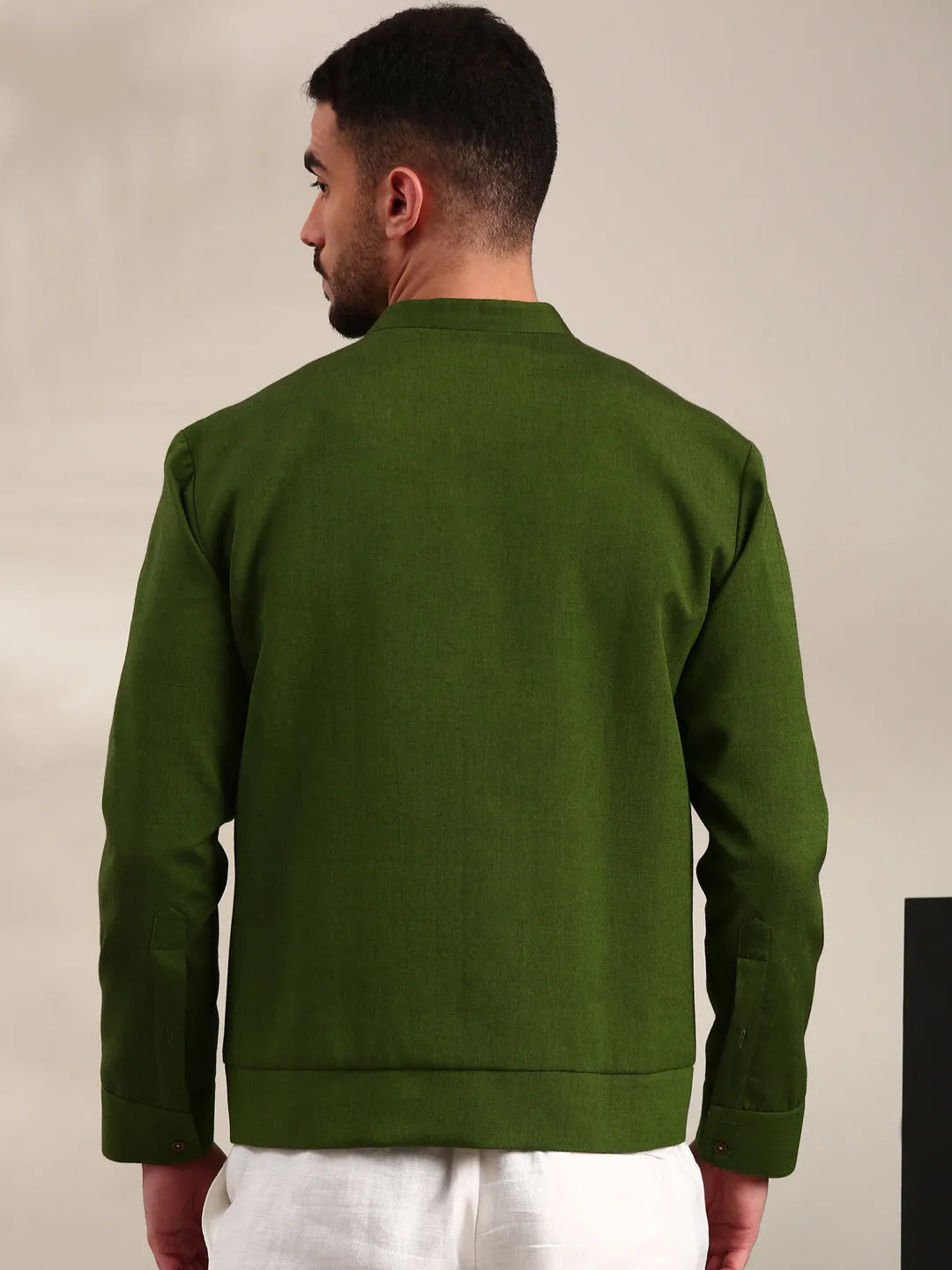 Green Cotton Bomber Jacket - MMBJ025