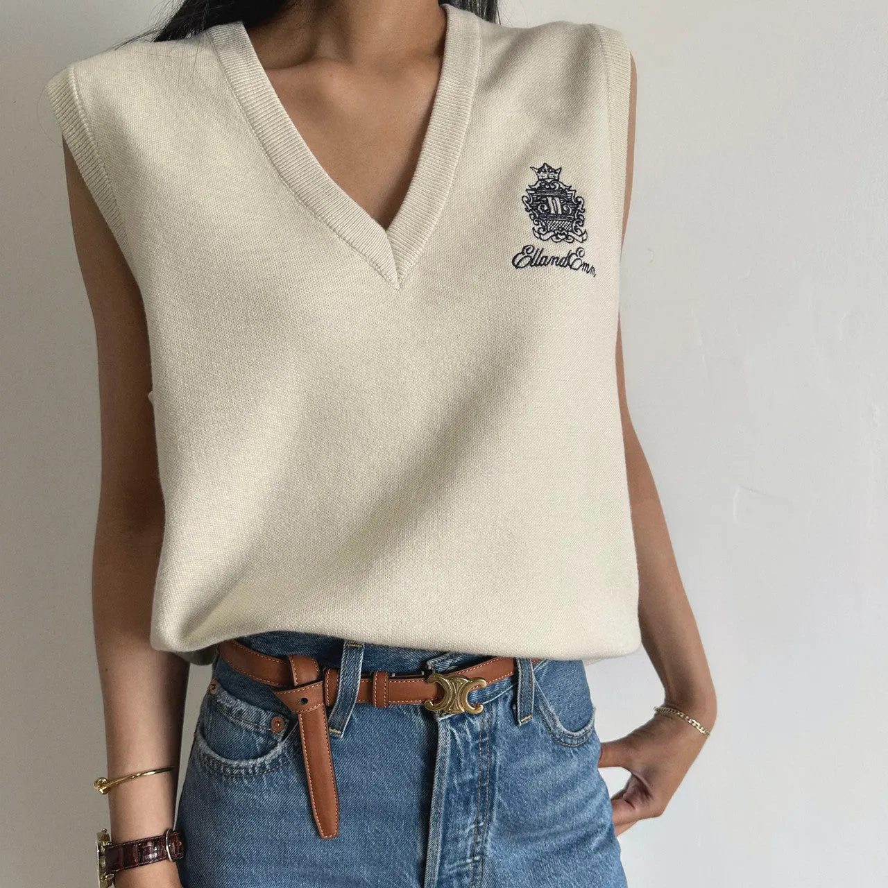 Hutton Oversized Sweater Vest in Cream