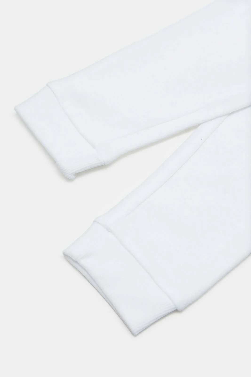 Infant Boys White Mélange Plain Active Pants