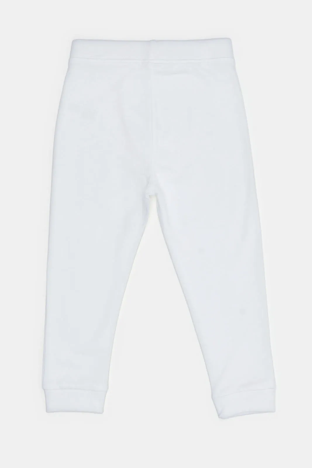 Infant Boys White Mélange Plain Active Pants