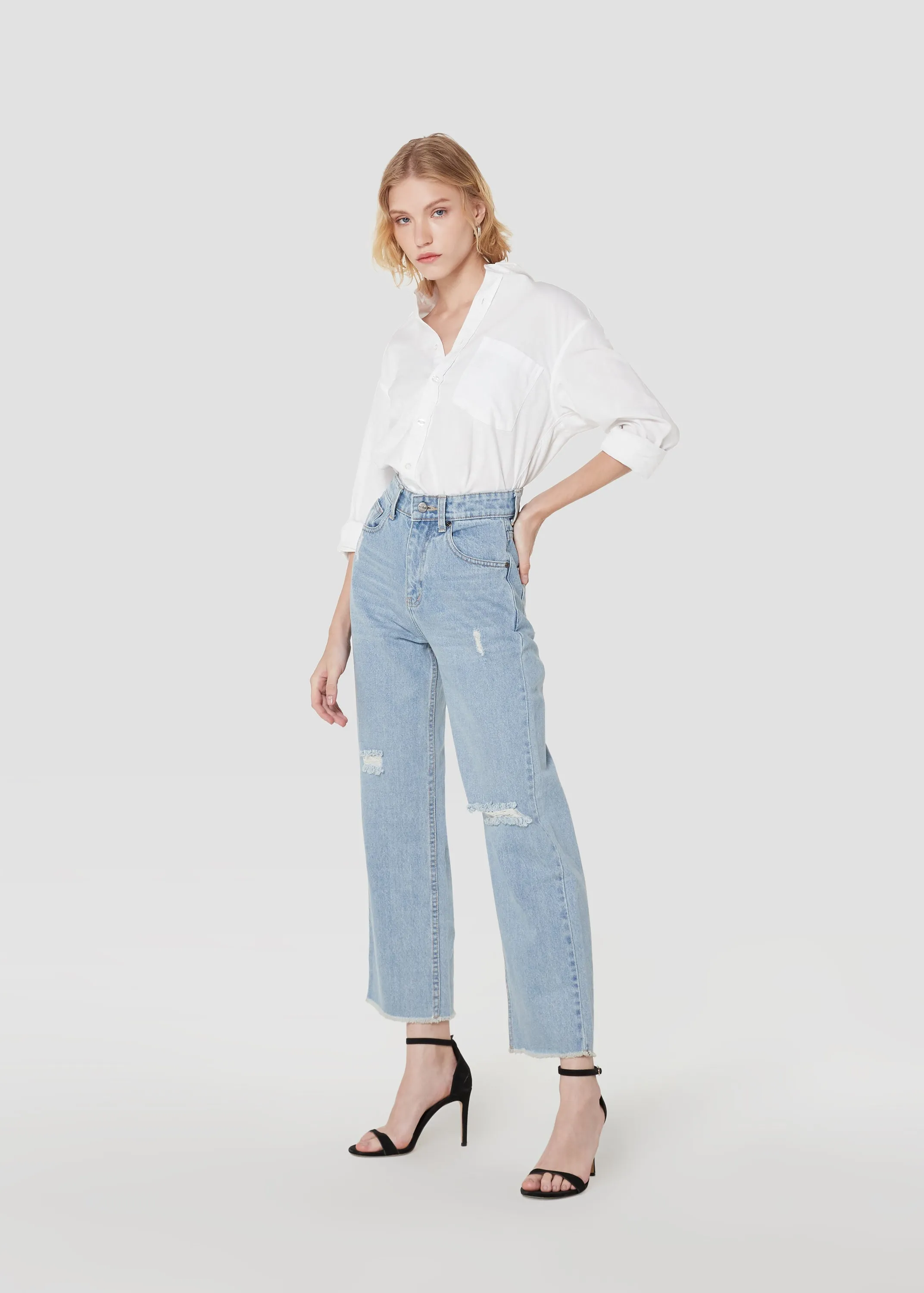 Jack Russel - Women Jeans - Handwerk JF-110/DB Wide Leg Dark Blue High Waisted