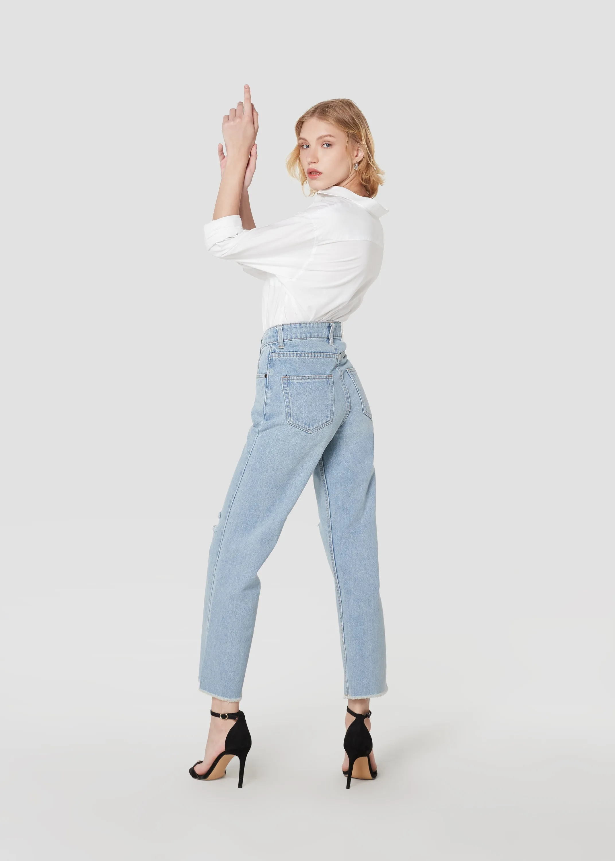 Jack Russel - Women Jeans - Handwerk JF-110/DB Wide Leg Dark Blue High Waisted