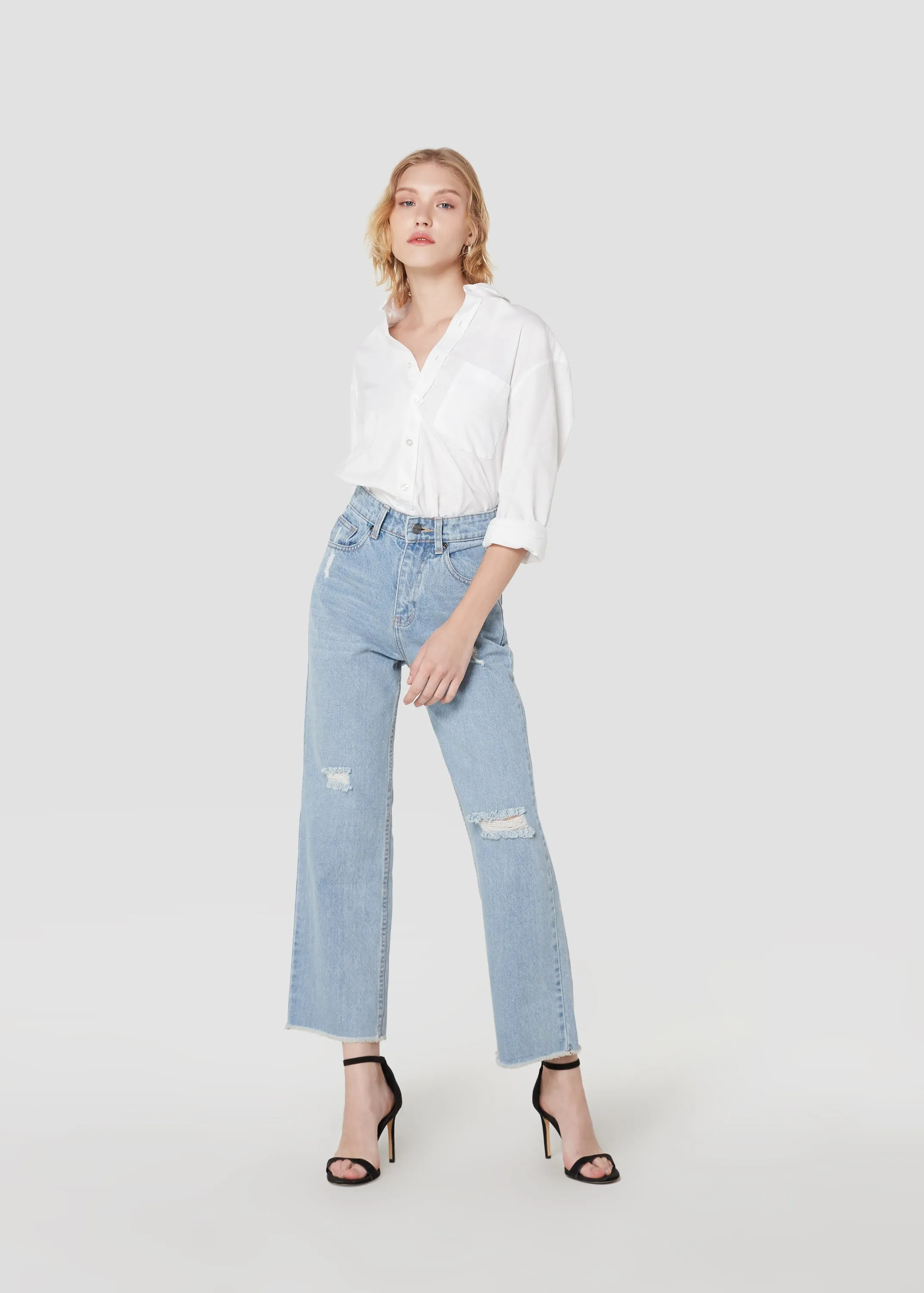 Jack Russel - Women Jeans - Handwerk JF-110/DB Wide Leg Dark Blue High Waisted