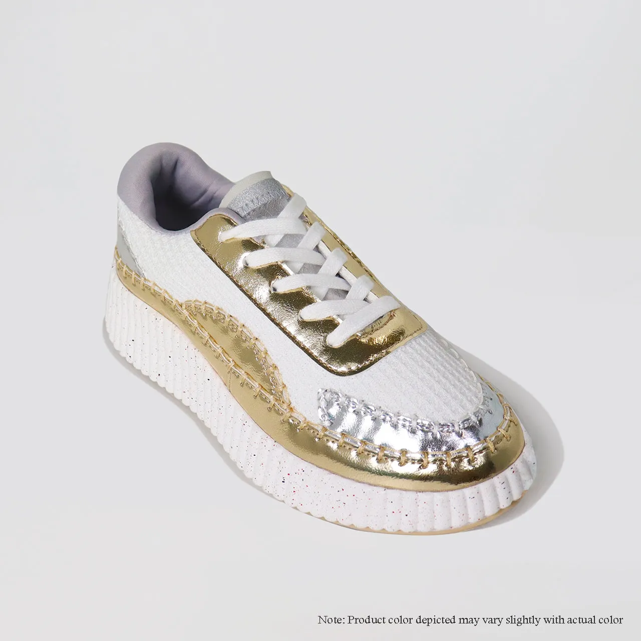 JESSY-1 KNITTED PATCHED SNEAKER - SILVER/GOLD