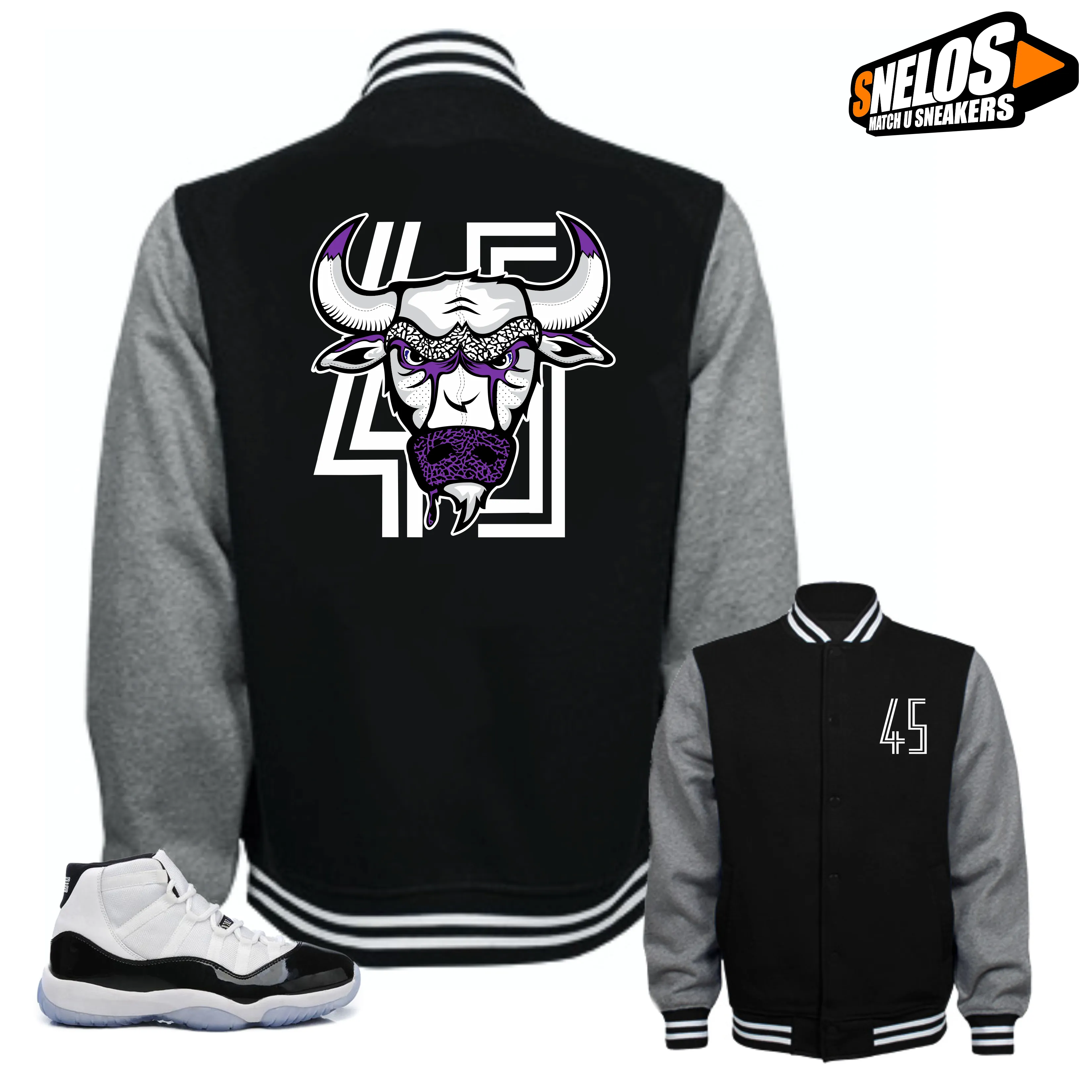 Jordan 11 Concord Match Shirts-Bull 45 Black Jacket