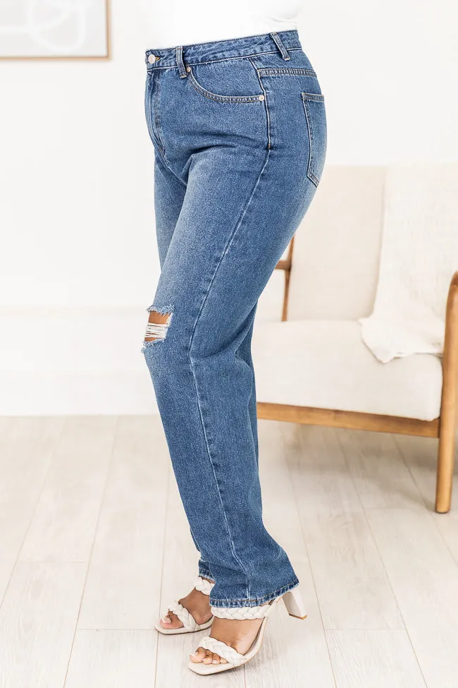 Keeley Dark Wash Distressed Straight Leg Jeans FINAL SALE