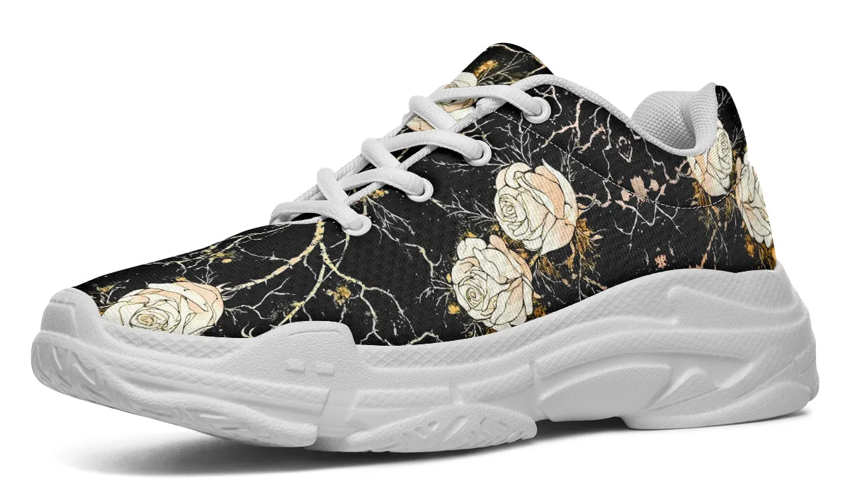 Kintsugi Rose Chunky Sneakers - Light Breathable and Comfortable Sports Shoes with Platform Soles