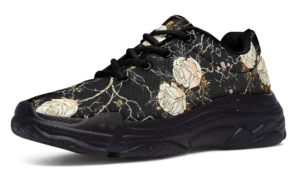 Kintsugi Rose Chunky Sneakers - Light Breathable and Comfortable Sports Shoes with Platform Soles