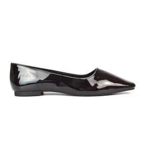 Maci Square Toe Slip on Flat Heel Ballerina Pumps in Black Patent