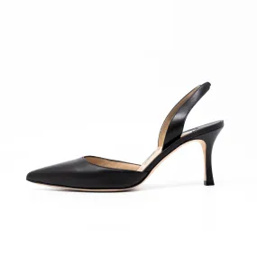 Manolo Blahnik Black Carolyne Slings 38