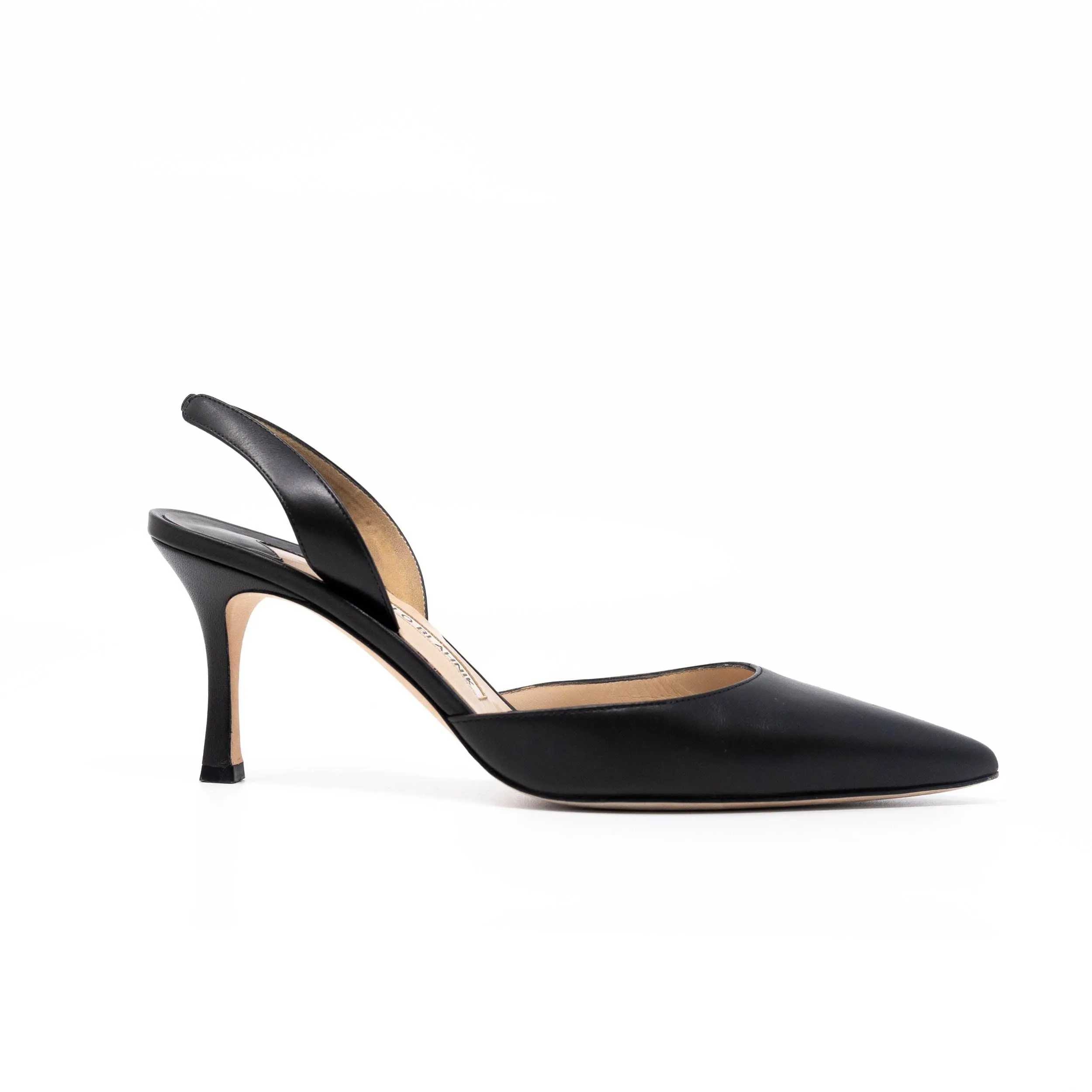 Manolo Blahnik Black Carolyne Slings 38