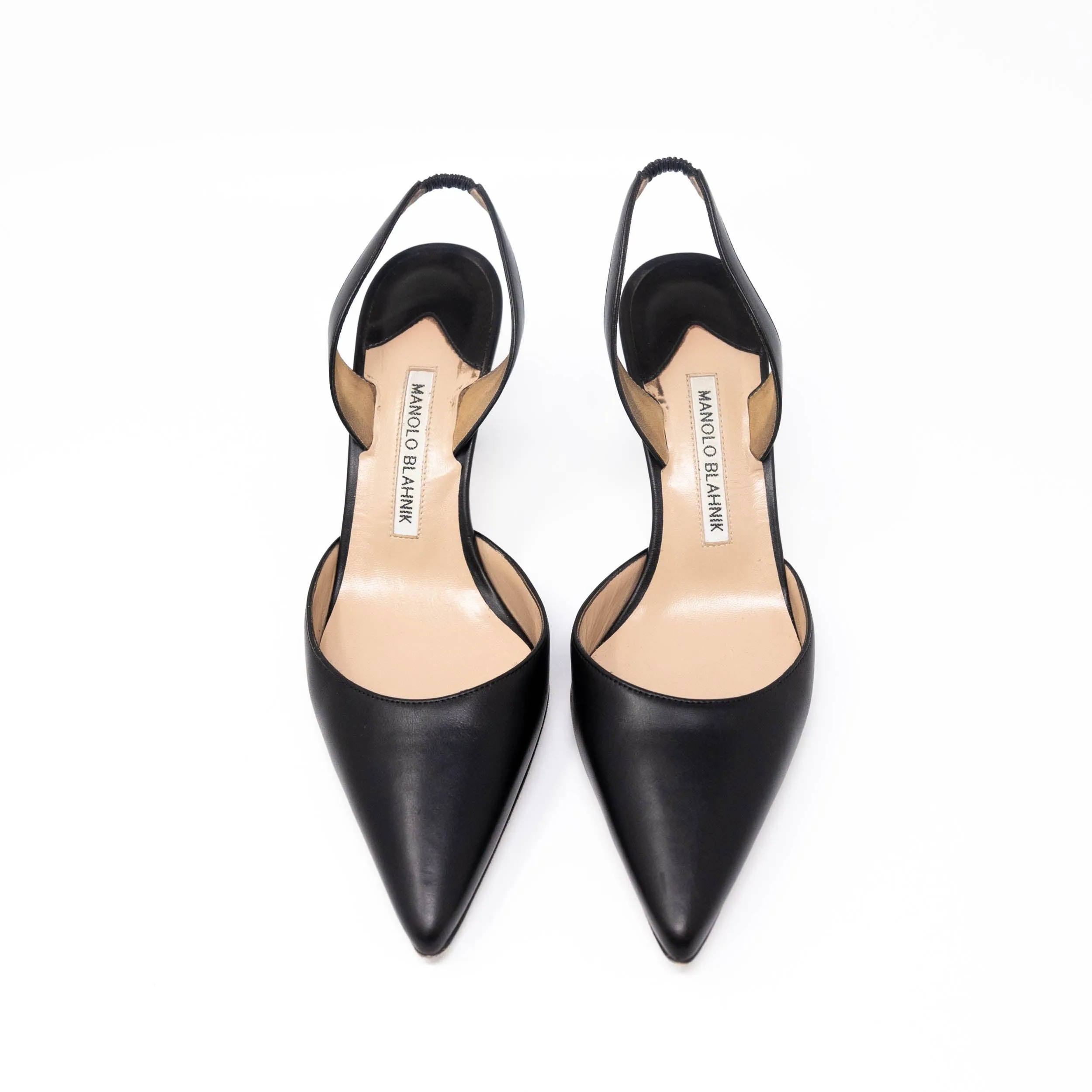 Manolo Blahnik Black Carolyne Slings 38