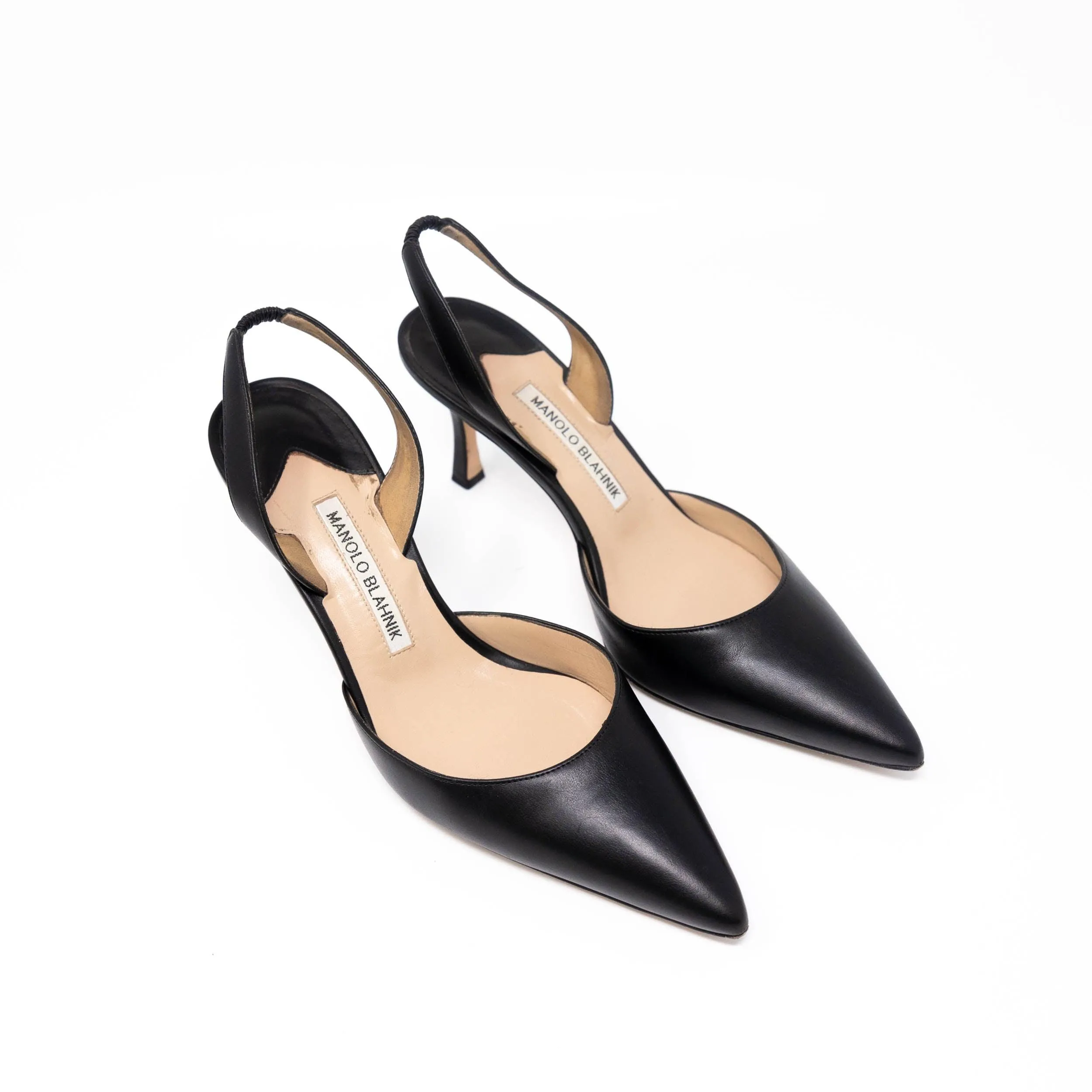 Manolo Blahnik Black Carolyne Slings 38