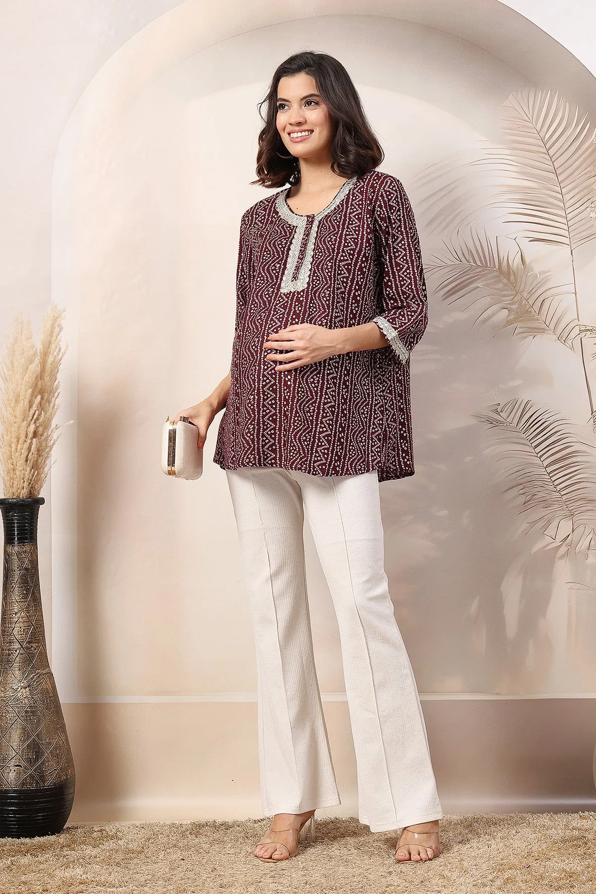 Maroon Elegant Essence Zipless Maternity Feeding Top