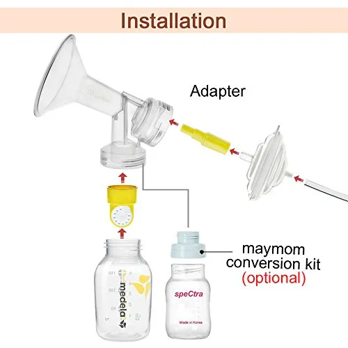 Maymom Flange Adapter for Spectra S1 Pumps, Spectra S2 Pump to Use Medela Breastshield and Medela Bottles; Connects Between Maymom/Medela Breastshield and Spectra Backflow Protector (1 Piece)