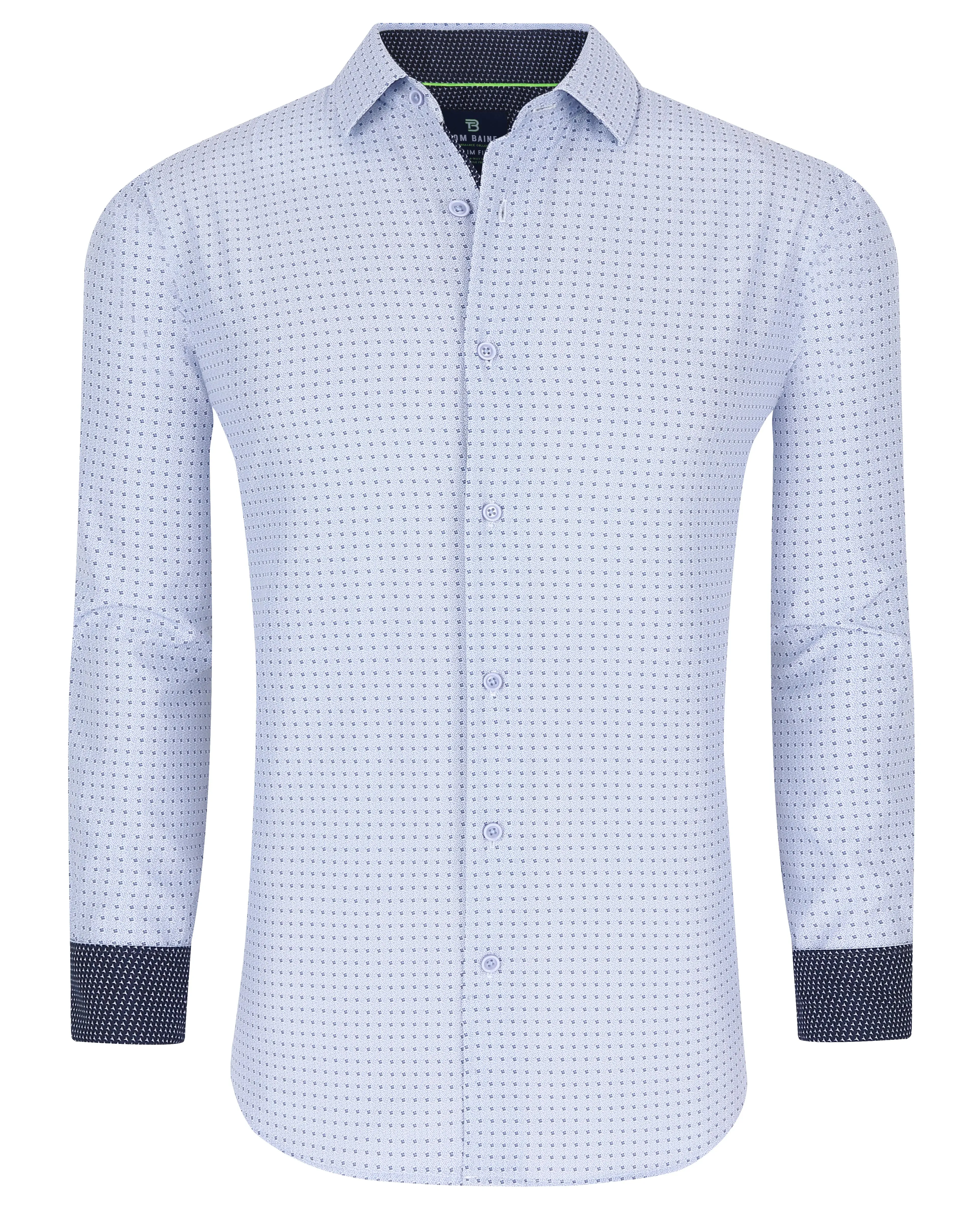 Men's Geometric Slim Fit Performance Long Sleeve Shirt Blue Geo