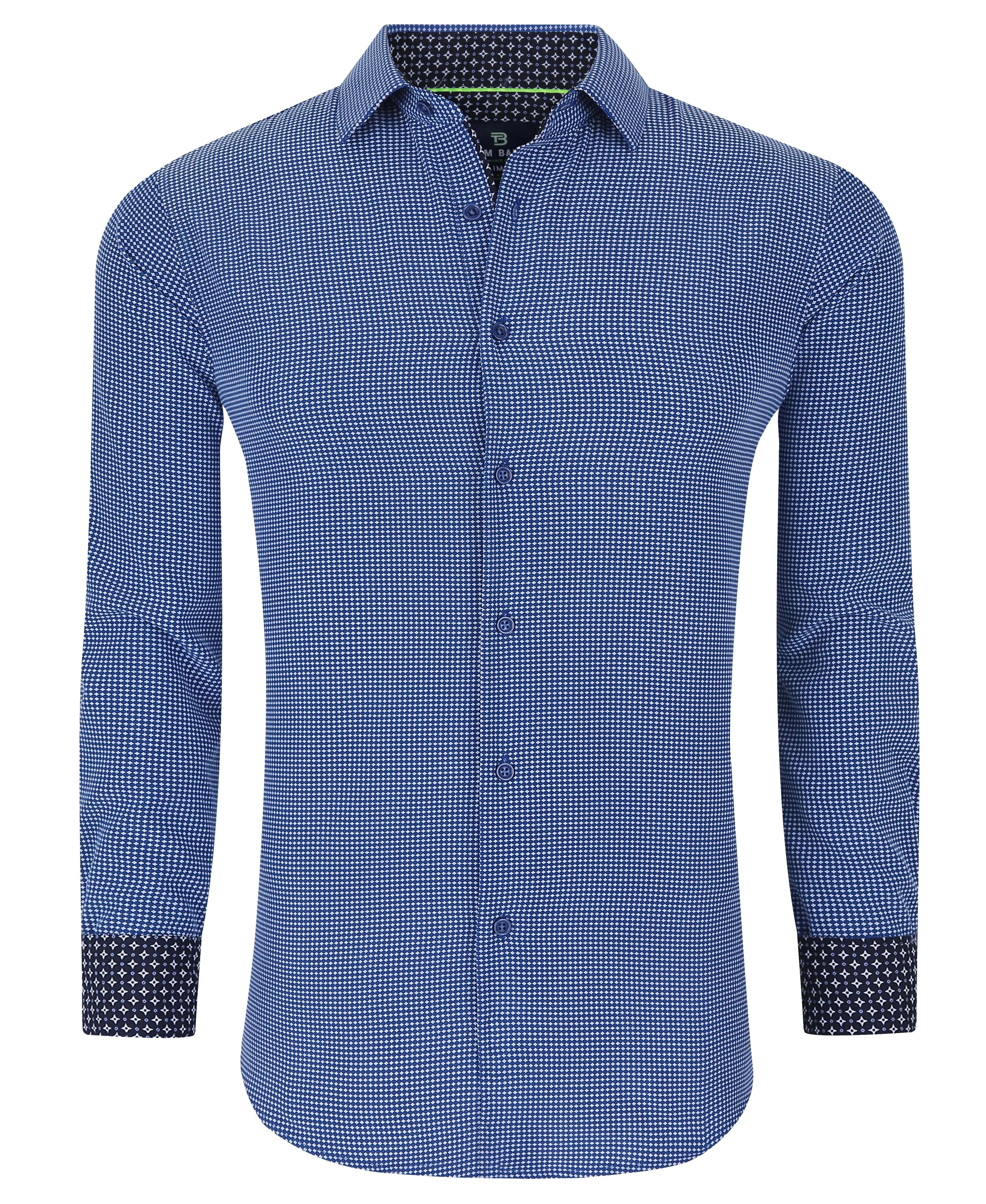 Men's Geometric Slim Fit Performance Long Sleeve Shirt Royal Geo