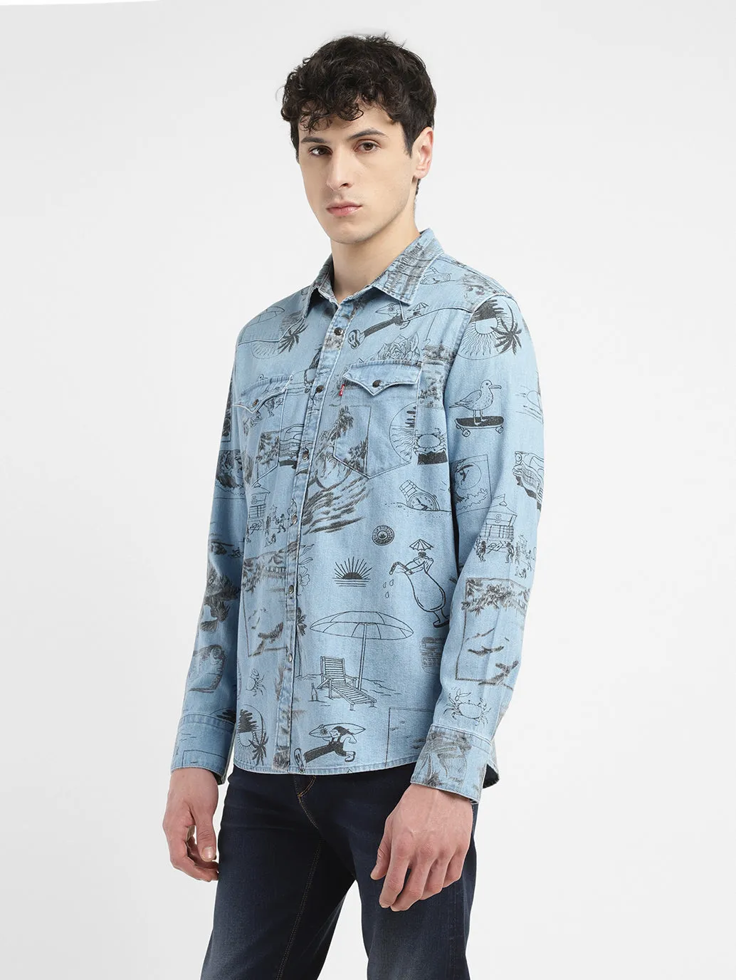 Men's Graphic Print Slim Fit Shirt