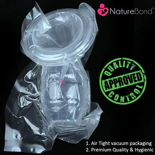 NatureBond Silicone Breastfeeding Manual Breast Pump Milk Catcher/Saver Nursing Pump | All-in-1 Pump Strap, Stopper, Cover Lid, Carry Pouch, Air-Tight Vacuum Sealed in Hardcover Gift Box. BPA Free