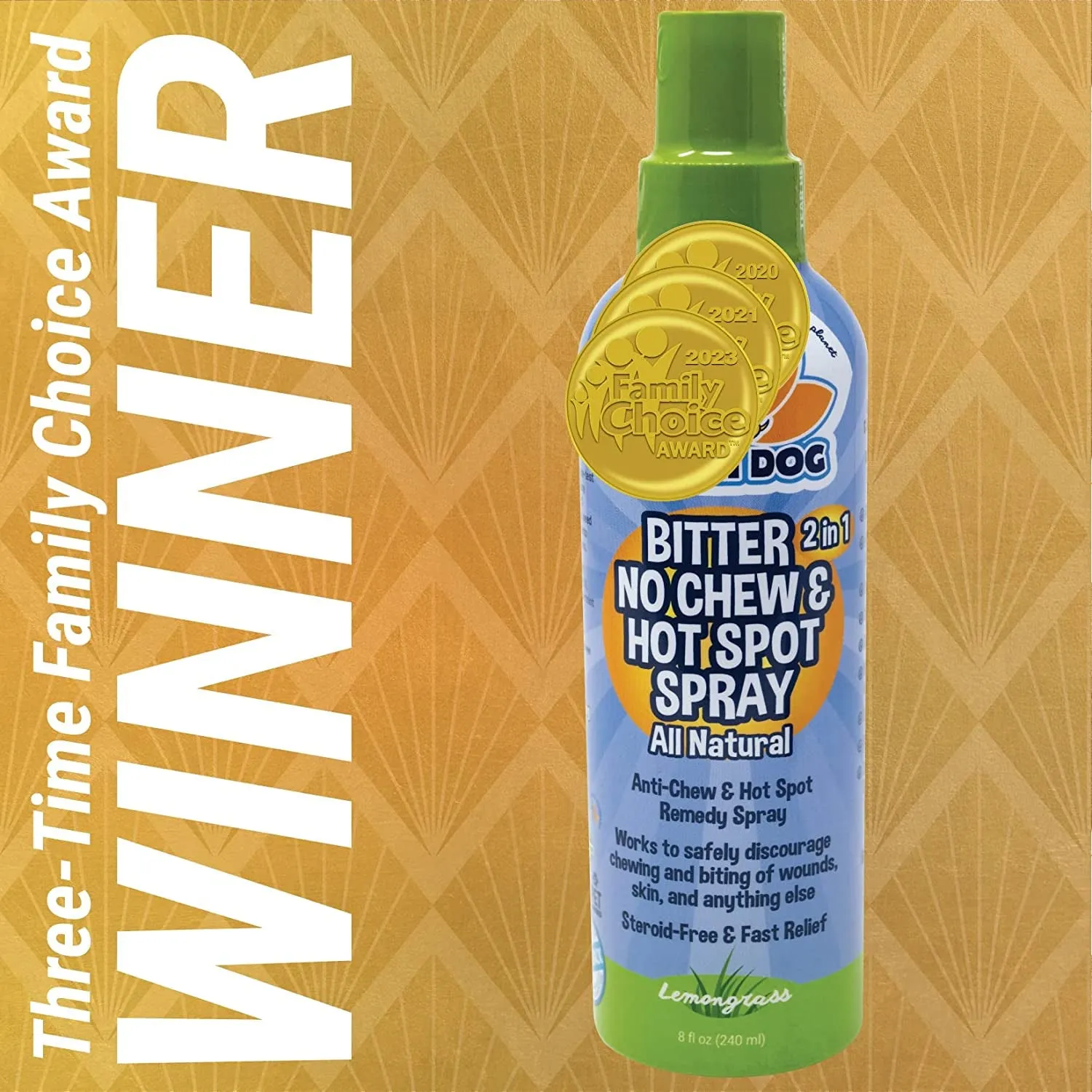 New Bitter 2 in 1 No Chew & Hot Spot Spray | Natural Anti-Chew Remedy Better than Bitter Apple | Safe on Skin, Wounds and Most Surfaces | Made in USA (8 Fl Oz)