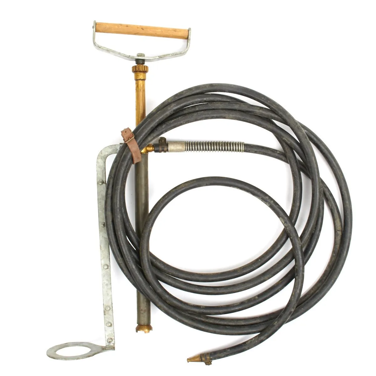 Original British WWII Type Blitz Stirrup Water Pump with Hose