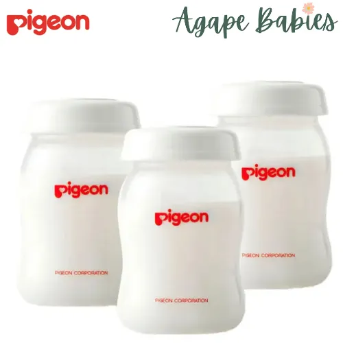 Pigeon Peristaltic Plus Storage WN PP Bottle 160ML With Sealing Disk 3Pcs/Set Wide Neck (White)