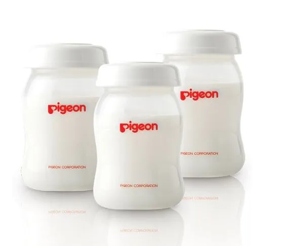 Pigeon Peristaltic Plus Storage WN PP Bottle 160ML With Sealing Disk 3Pcs/Set Wide Neck (White)